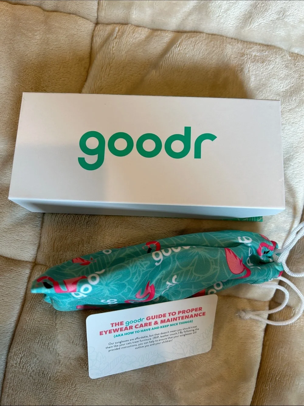 goodr Teal Flamingo Soft Pouch with Gray/Black Sunglasses (Includes Case)